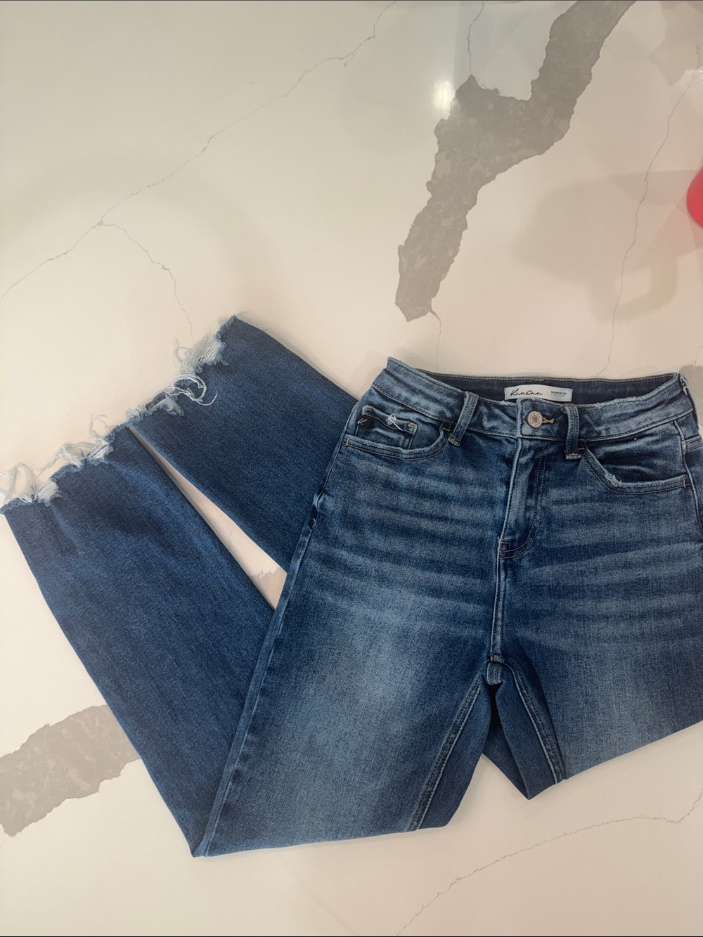 Kancan Distressed Hem Jeans - Blue
